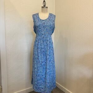 Bentley women’s 10 dress blue floral cottagecore maxi summer dress vintage